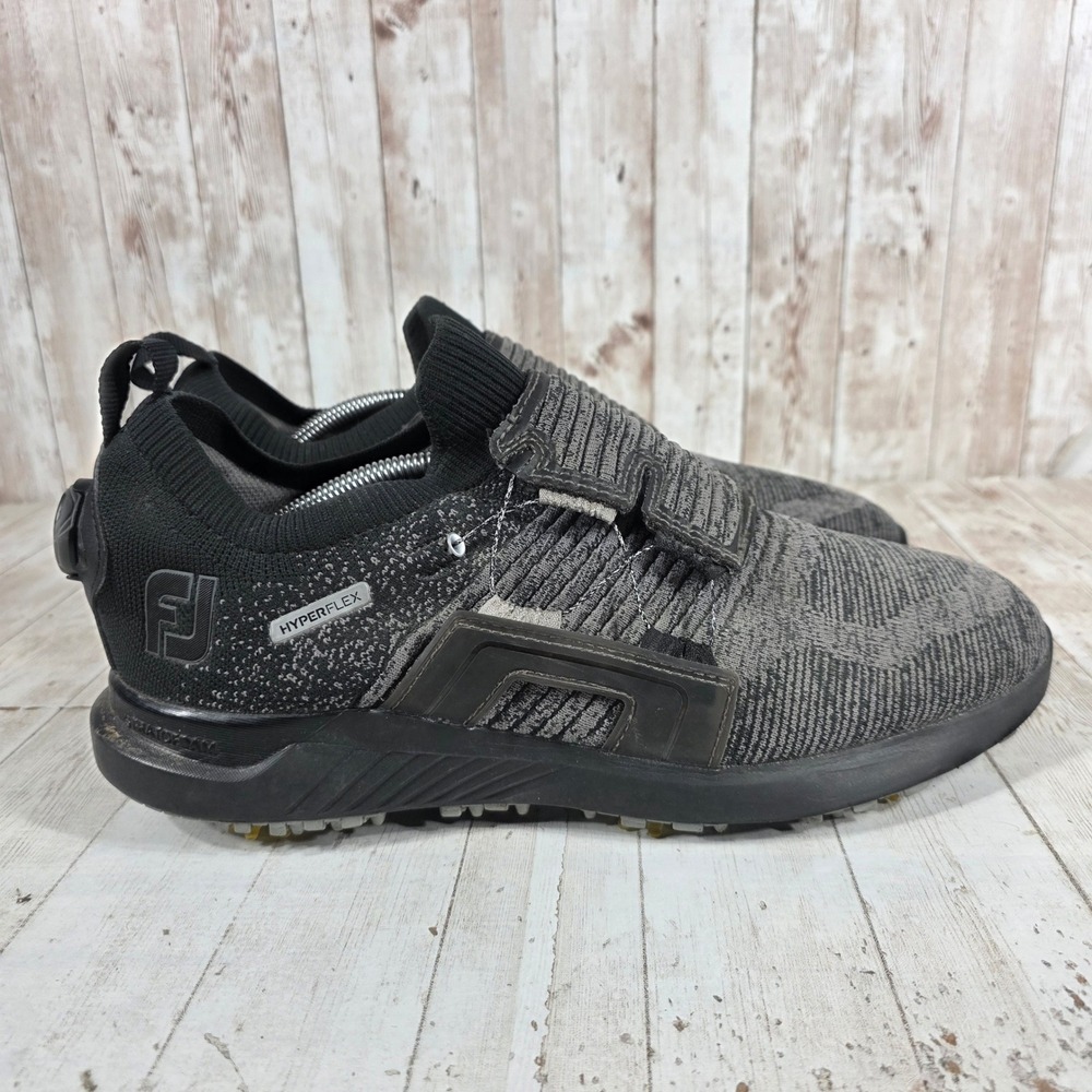 FootJoy HyperFlex BOA Men 12 Golf Shoes Black Grey Spiked 51087